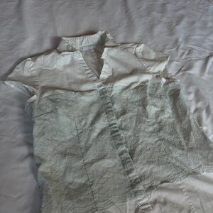 White Lace Button-Up Blouse